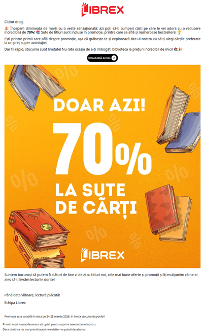 WOW ❤️️ 70% reducere garantată la sute de cărți! 📚