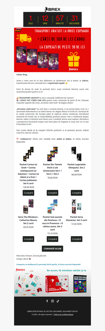 🚚 Transport gratuit la TOT + Cadou de 180 de lei 🎁