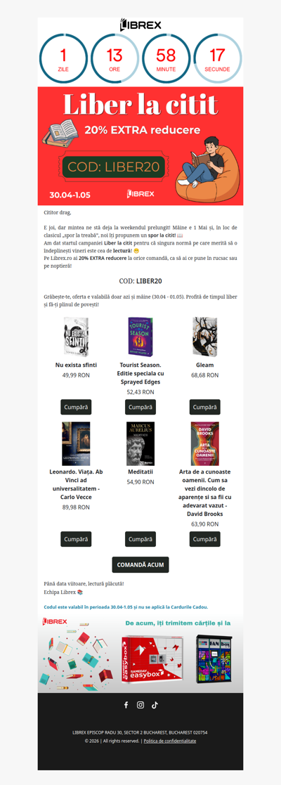 🎉 Azi ai Liber la citit cu 20% EXTRA la tot!