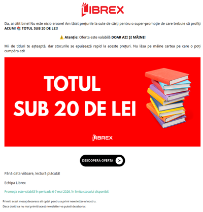 🚨 TOTUL sub 20 de lei la Librex! 🤑