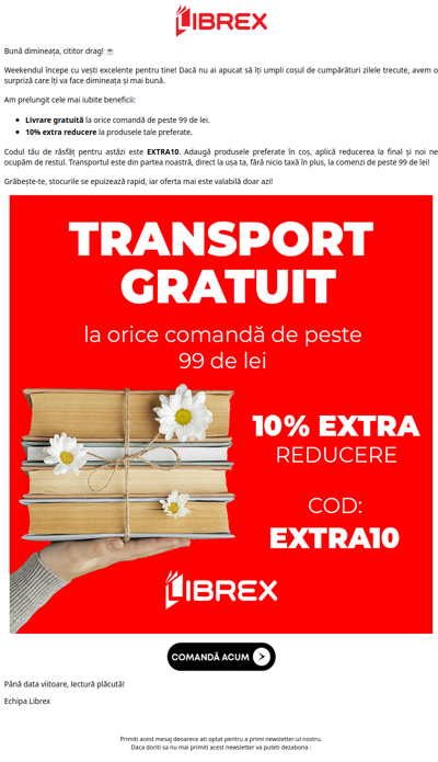 🤩 Vești bune! Am prelungit livrarea GRATUITĂ și codul EXTRA10