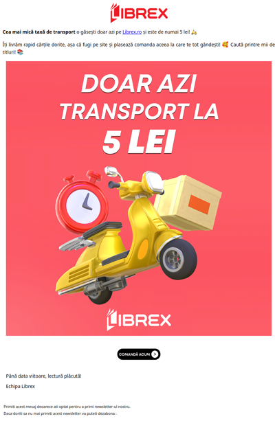 ⚡️ Doar 5 lei taxa de transport la orice carte! 🛵