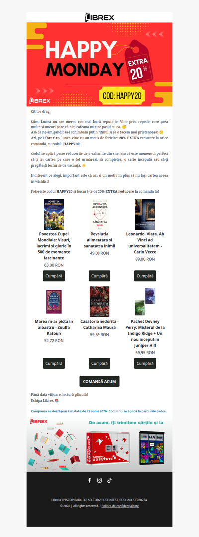 Happy Monday! Ai 20% extra la tot! 📚