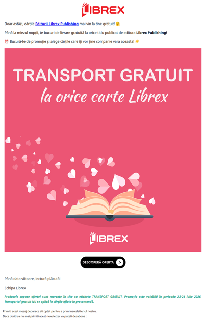🚚 Transportul GRATUIT este valabil și astăzi! ⏰