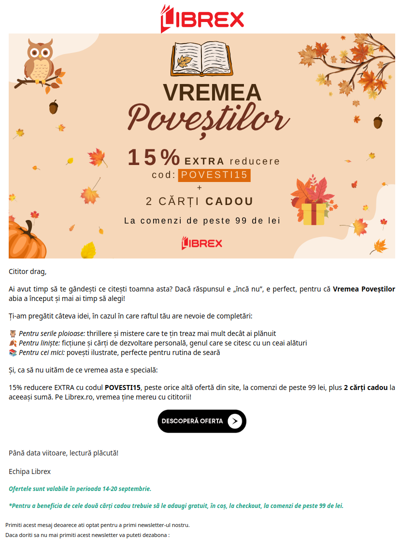 🎁 2 cărți cadou + 15% EXTRA, azi pe Librex.ro