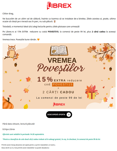 🔥 Cod POVESTI15: 15% extra + CADOU la comanda ta