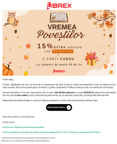 🎁 2 cărți cadou + 15% EXTRA, azi pe Librex.ro