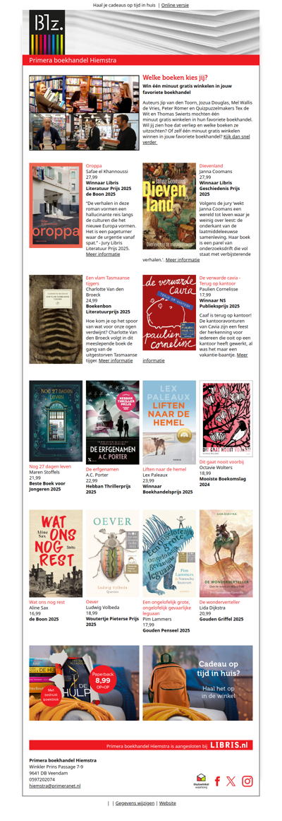 Prijswinnende boeken | Maak kans op één minuut gratis winkelen