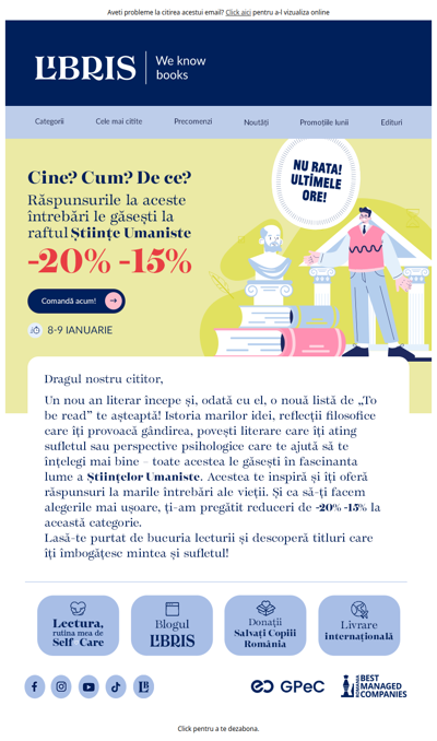 Nu rata! ⌛-20% -15% la Stiinte Umaniste! Reduceri pentru lista ta de To be Read!