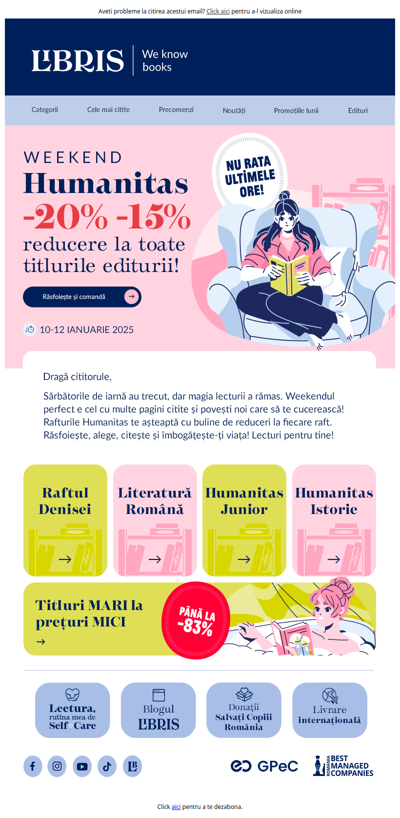 Nu rata reducerile Humanitas! 📢 -20% -15% la toate titlurile editurii! 🙌