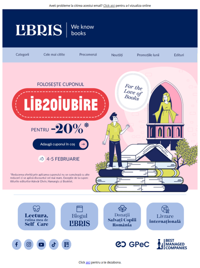 🎟️ Cuponul -20% expira in cateva ore 💌 Incepe luna iubirii ca la carte!