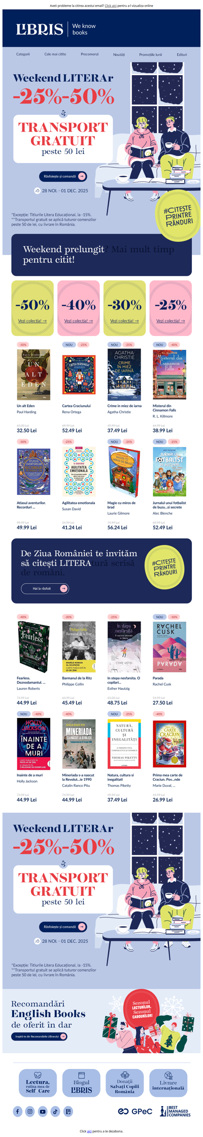 Weekend LITERAr + 🚚 GRATUIT peste 50 lei!