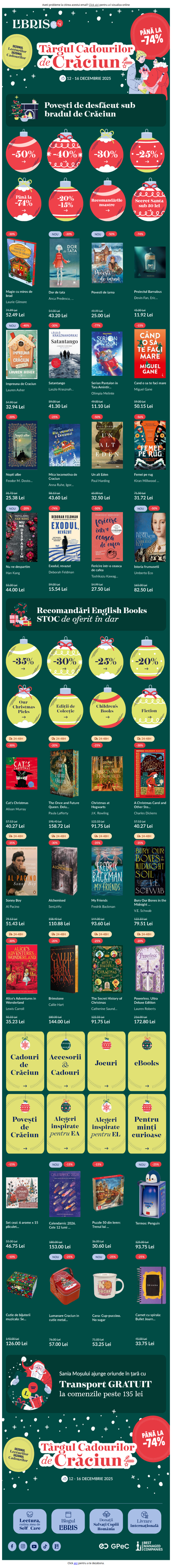 🎄S-a deschis Târgul cadourilor de Crăciun!🎀Cărți, jocuri și accesorii la REDUCERE!