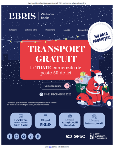 TRANSPORT GRATUIT la 🛷TOATE comenzile peste 50 de lei!🧣