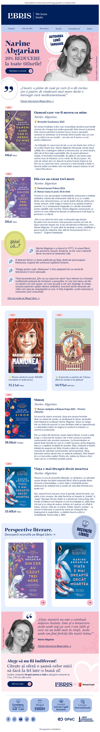 Narine Abgarian, autoarea lunii ianuarie!🍎Ai -20% la toate titlurile autoarei 👉