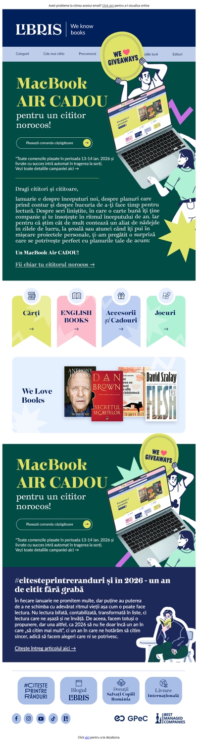 CADOU 🎊 Laptop MacBook Air! Plasează comanda și intră în concurs! 💻