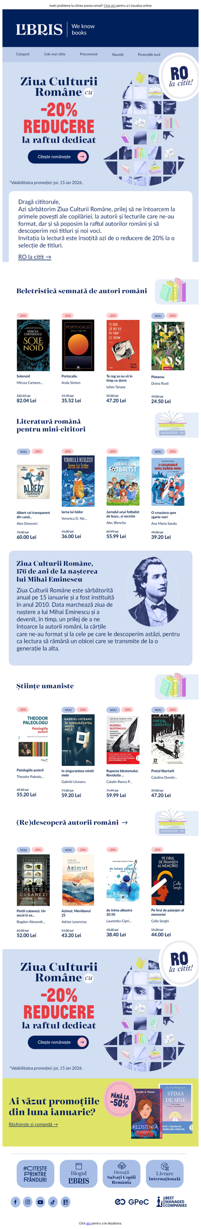 🎉-20% de Ziua Culturii Române! Hai la raftul dedicat 👉