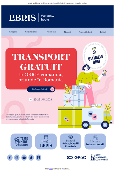 ⏰Ultimele ore de Transport GRATUIT la orice colet!