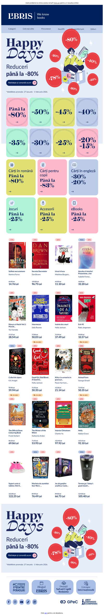 Happy Days cu până la -80%!😍 Zile cu REDUCERI vesele!