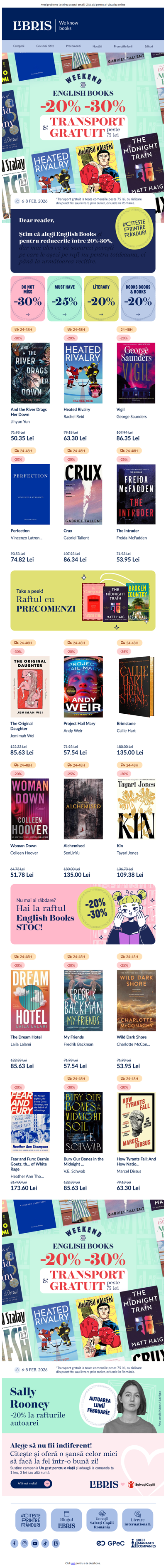 ⏰English Weekend -20%-30% cu 🪂Transport GRATUIT peste peste 75 lei