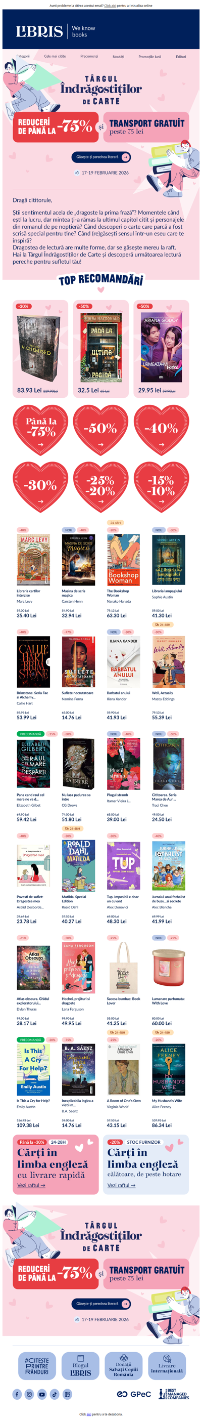 Târgul Îndrăgostiților de Carte e aici!🥰 Găsește-ți perechea la raft 💖