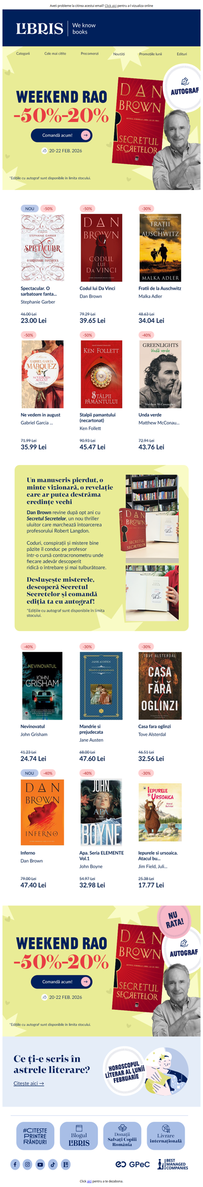 Weekend RAO până la -50% ✍🏻 Autograf Dan Brown*!💙