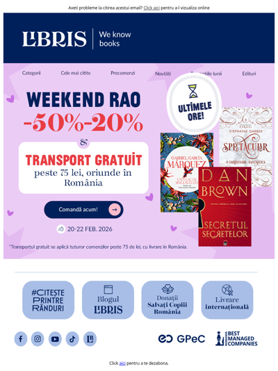 🚚GRATUIT* în Weekendul RAO până la -50%!