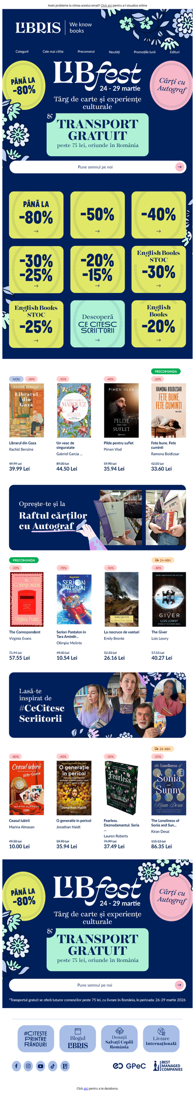 🚗Transport GRATUIT* în LIBfest 💙| REDUCERI de neratat!