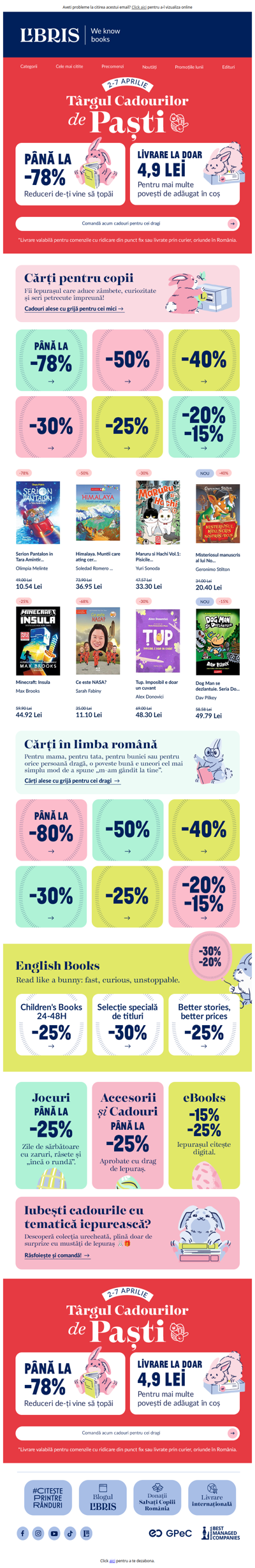 Târgul de Paști e aici!🐰 Până la -78% șiii Doar 4,9 lei livrarea!📦