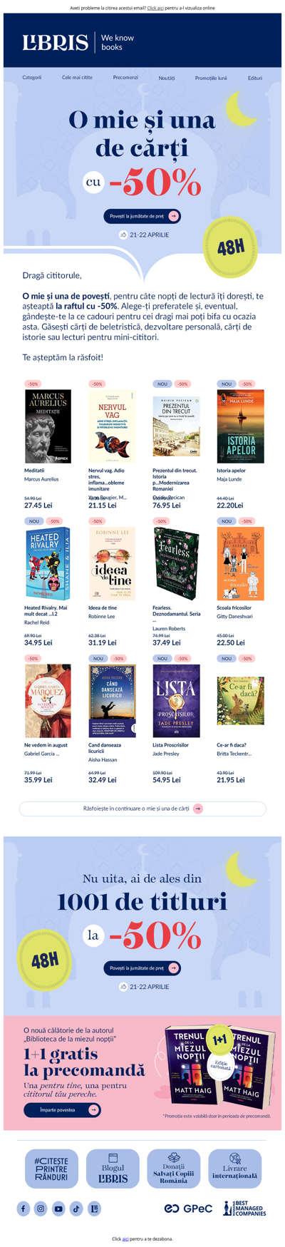 -50% la 1001 de titluri 🕌 Alege câte nopți de lectură îți iei »