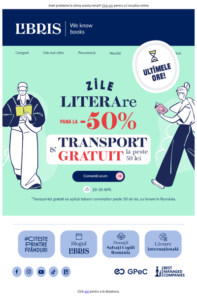 ⏳NU RATA! LITERA până la -50% și Transport GRATUIT peste 50 lei!