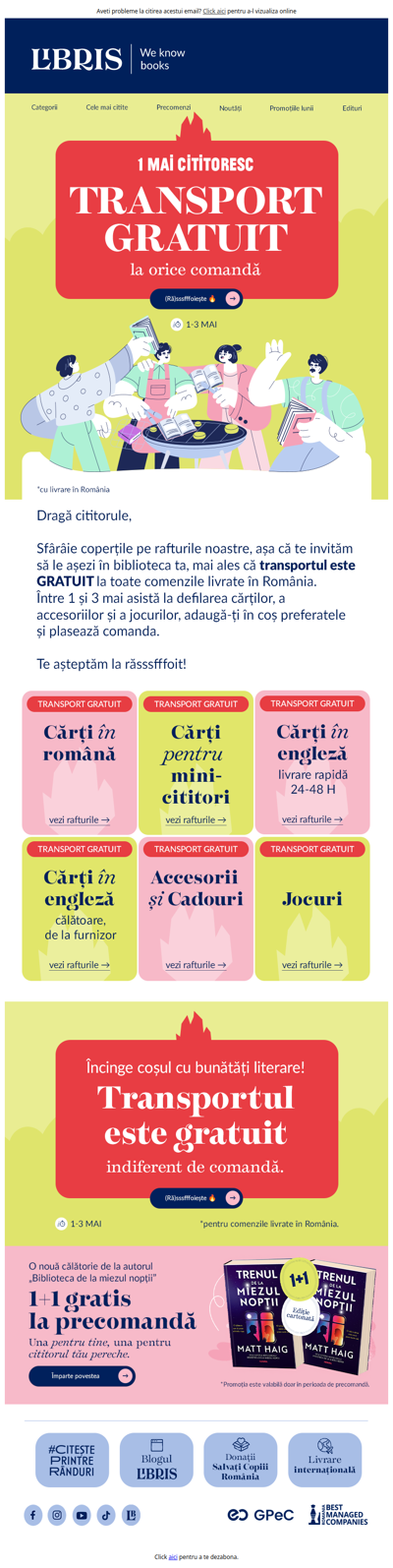 🔥1 mai Cititoresc cu Transport GRATUIT la orice comandă⏰Doar până duminică »