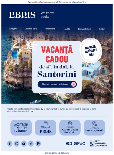 Santorini te așteaptă! 🌊Nu rata Vacanță Cadou de 4*, în doi 🎁