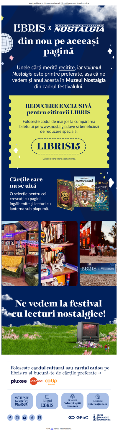 Libris × Nostalgia, din nou pe aceeași pagină 📖🪩 Surpriza o găsești aici »