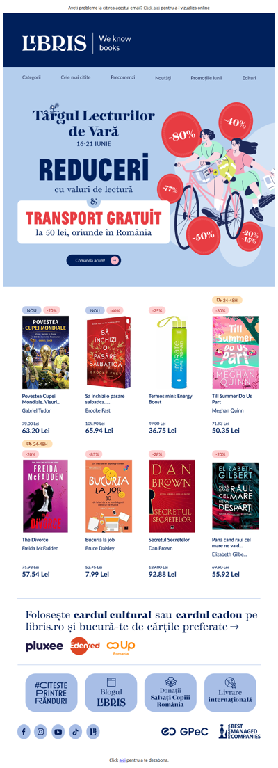 Ți-ai ales lectura verii?🍉📖 REDUCERI și Transport GRATUIT* în ⛱️ Târgul lecturilor de vară!