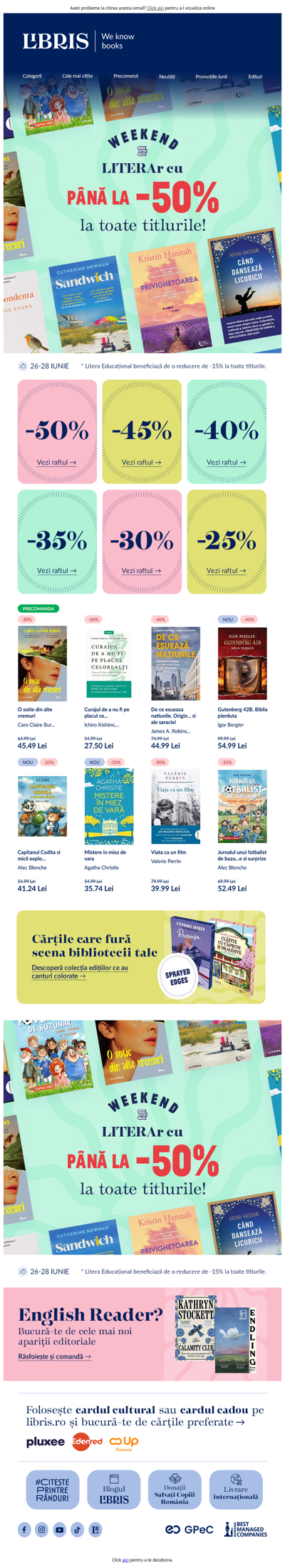 🎉Până la -50% în Weekendul LITERAr!🏖️Alege-ți lecturile de vară!