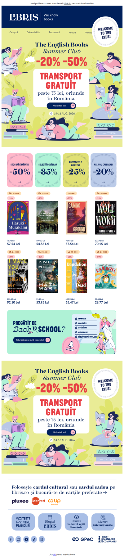 🤩English Weekend -20%-50% & 🪂Transport GRATUIT*!