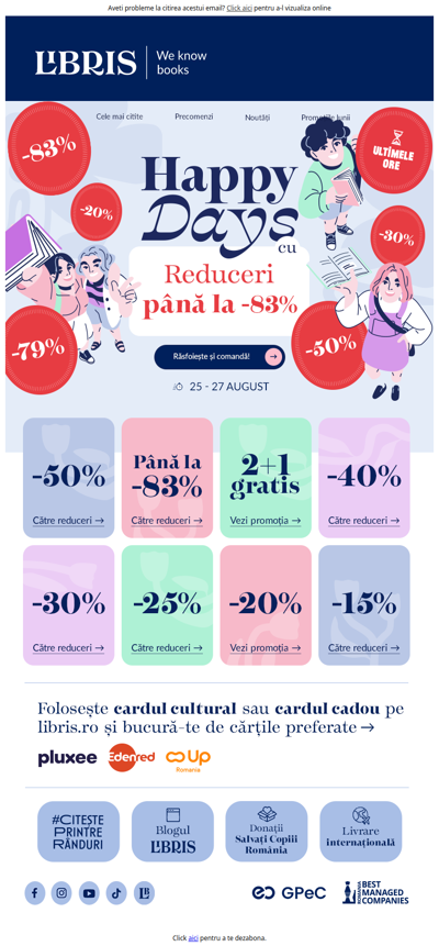 -83% -40% -62% -25%✂️ Nu rata Happy Days! Ultimele ore👉