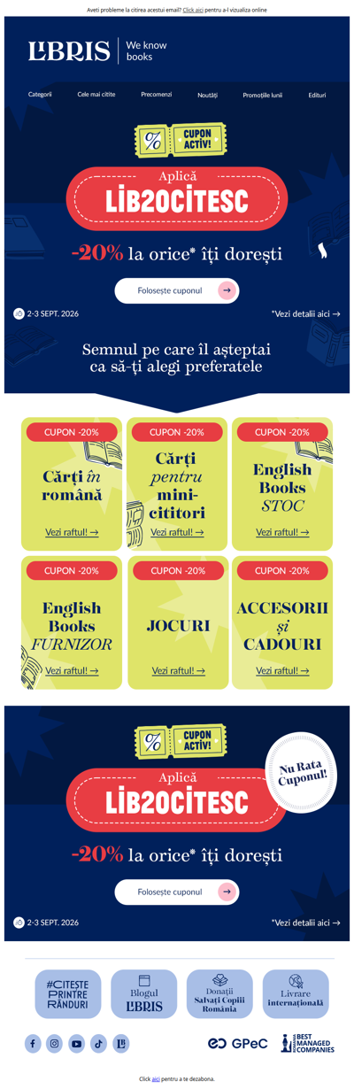 🎟️ Cupon ACTIV! -20% la orice* 🍂 Află codul »