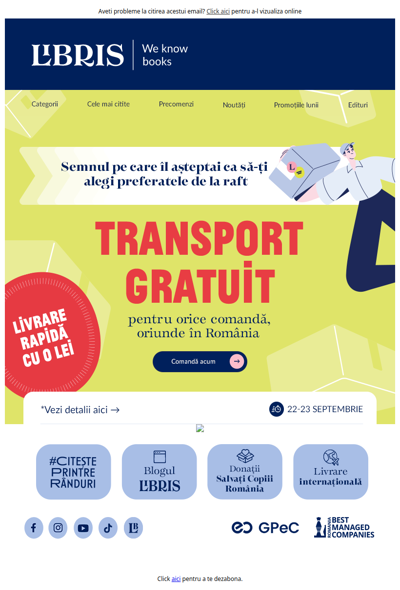 Nu rata ⏳ TRANSPORT GRATUIT 🪂 la orice comandă, oriunde în România!
