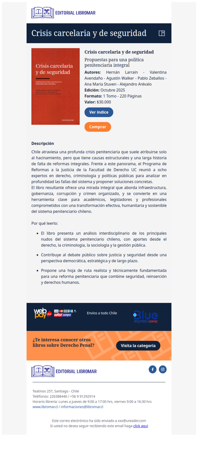 Crisis carcelaria y de seguridad (Hernán Larraín - Valentina Avendaño - Agustín Walker - Pablo Zeballos - Ana María Stuven - Alejandro Arévalo)