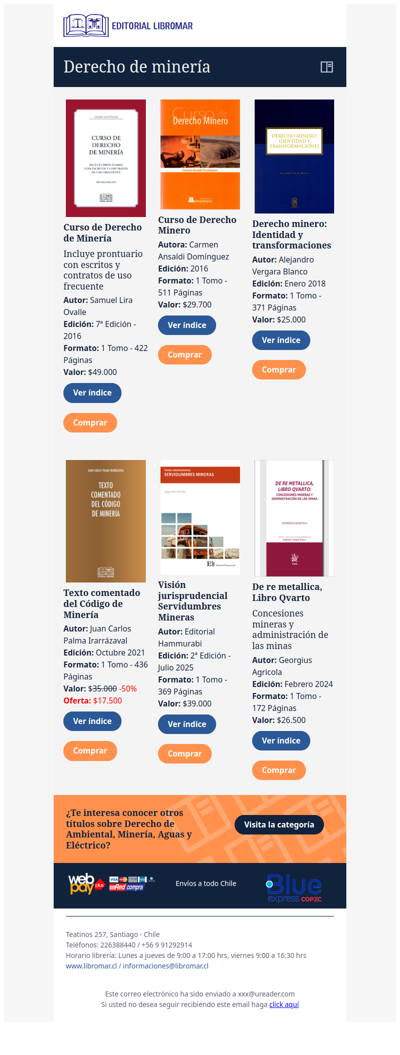 Curso de Derecho de Minería - Incluye prontuario con escritos y contratos de uso frecuente (Samuel Lira O.)