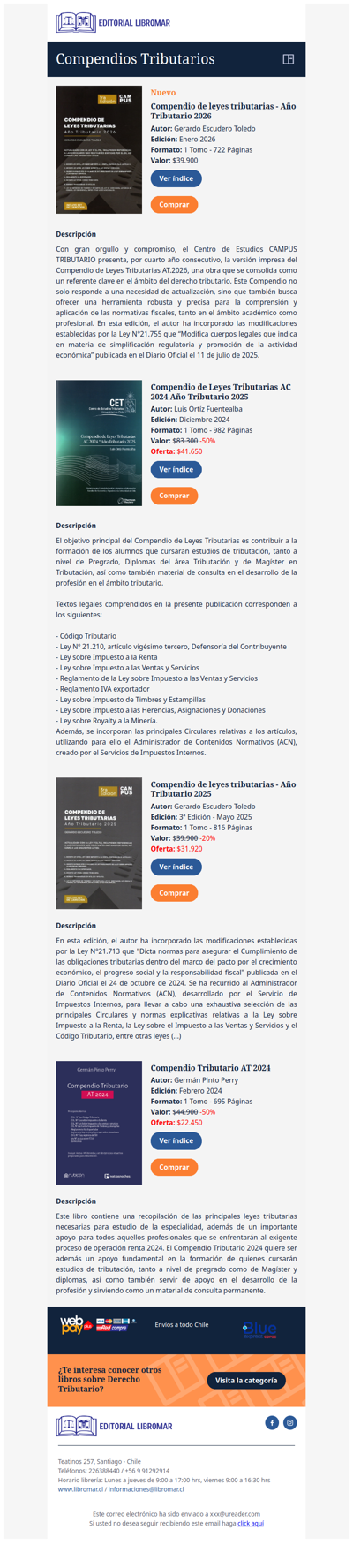 Nuevo Compendio de leyes tributarias - Año Tributario 2026 (Gerardo Escudero T.)