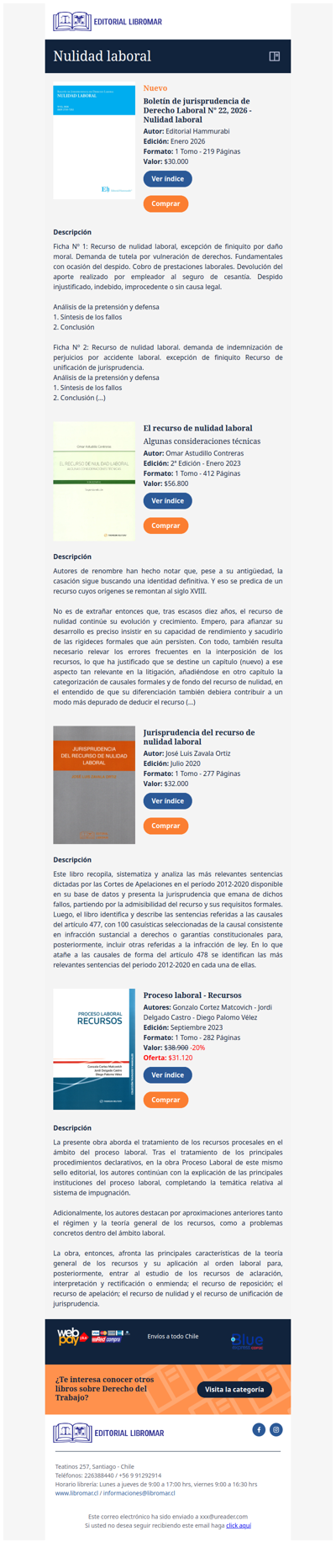 Nulidad laboral - Boletín de jurisprudencia de Derecho Laboral N° 22, 2026