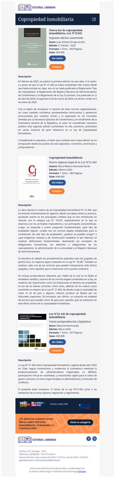Nueva ley de copropiedad inmobiliaria, Ley N°21442 - Segunda edición aumentada (Juan Andrés Orrego A.)
