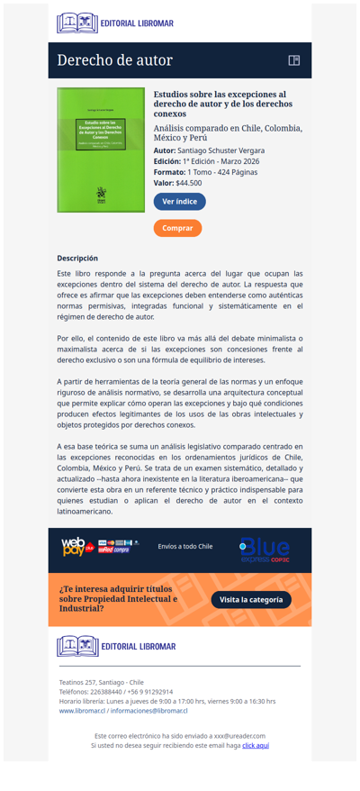 Estudios sobre las excepciones al derecho de autor y de los derechos conexos (Santiago Schuster V.)