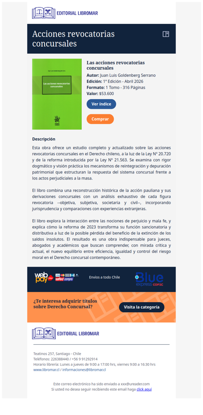 Las acciones revocatorias concursales (Juan Luis Goldenberg S.)