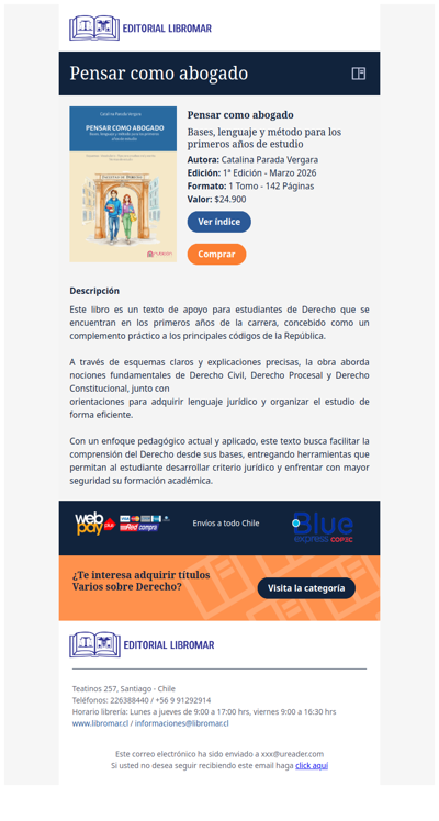 Pensar como abogado - Bases, lenguaje y método para los primeros años de estudio (Catalina Parada V.)