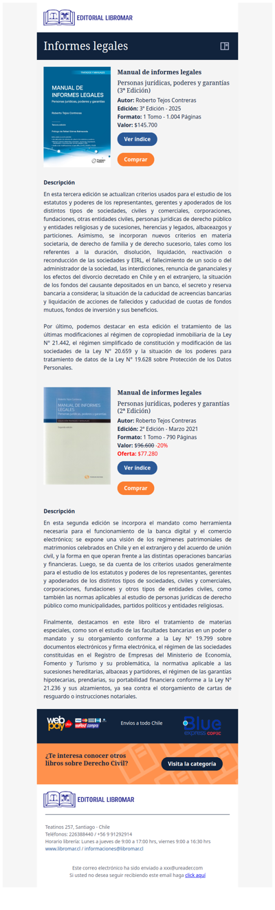 Manual de informes legales - Personas jurídicas, poderes y garantías ( Roberto Tejos C.)