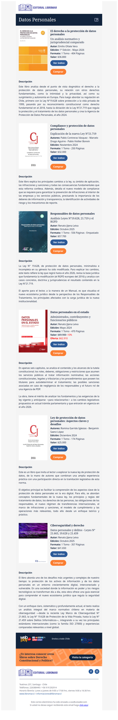 El derecho a la protección de datos personales - Un análisis normativo y jurisprudencial comparado (Emilio Oñate V.)
